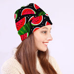 Black Watermelon Pieces Pattern Print Beanie