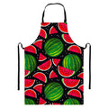 Black Watermelon Pieces Pattern Print Bib Apron With Pocket