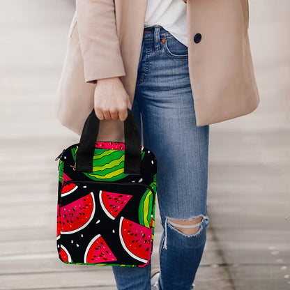 Black Watermelon Pieces Pattern Print Bible Tote Bag