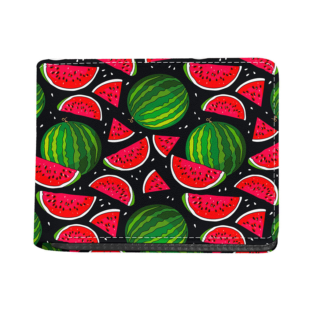 Black Watermelon Pieces Pattern Print Bifold Wallet