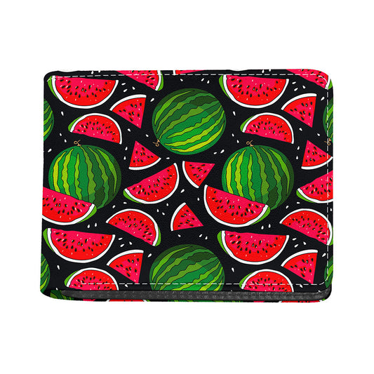 Black Watermelon Pieces Pattern Print Bifold Wallet