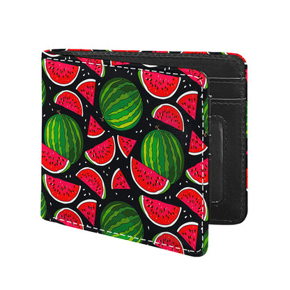 Black Watermelon Pieces Pattern Print Bifold Wallet