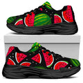 Black Watermelon Pieces Pattern Print Black Chunky Shoes