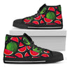 Black Watermelon Pieces Pattern Print Black High Top Sneakers