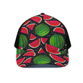 Black Watermelon Pieces Pattern Print Black Mesh Trucker Hat