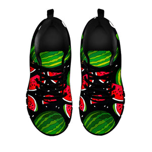 Black Watermelon Pieces Pattern Print Black Running Shoes