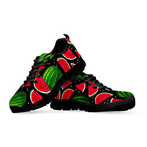 Black Watermelon Pieces Pattern Print Black Running Shoes