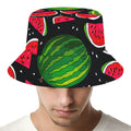 Black Watermelon Pieces Pattern Print Bucket Hat