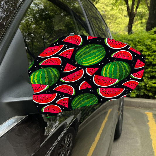 Black Watermelon Pieces Pattern Print Car Side Mirror Covers