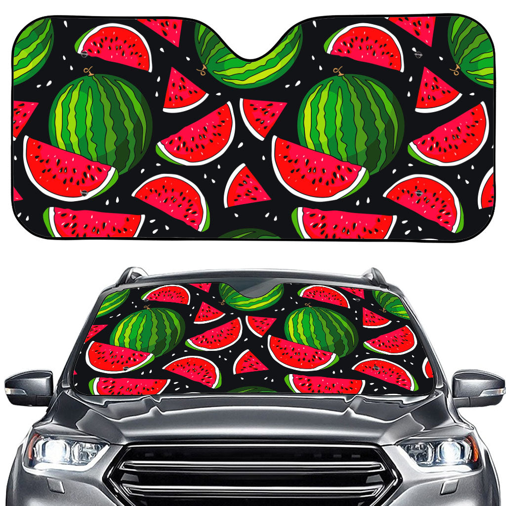 Black Watermelon Pieces Pattern Print Car Windshield Sun Shade