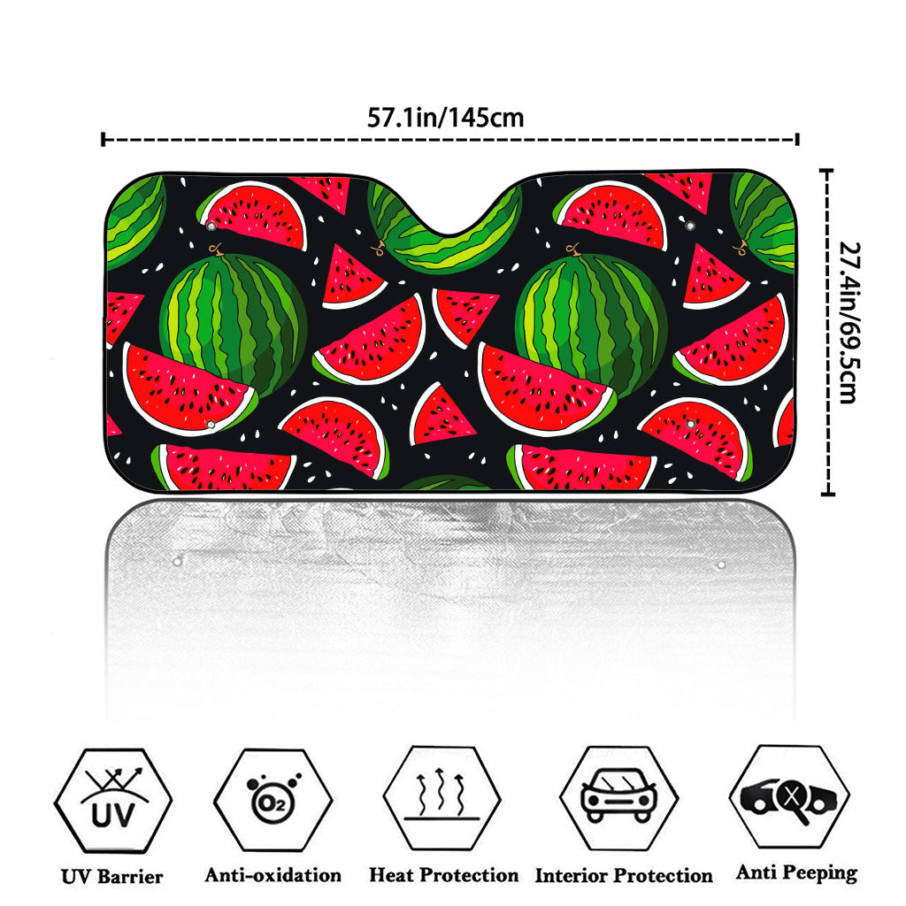 Black Watermelon Pieces Pattern Print Car Windshield Sun Shade