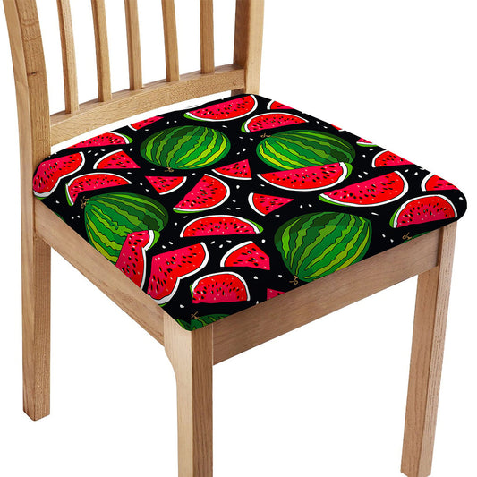 Black Watermelon Pieces Pattern Print Chair Cushion Cover