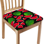 Black Watermelon Pieces Pattern Print Chair Cushion Cover