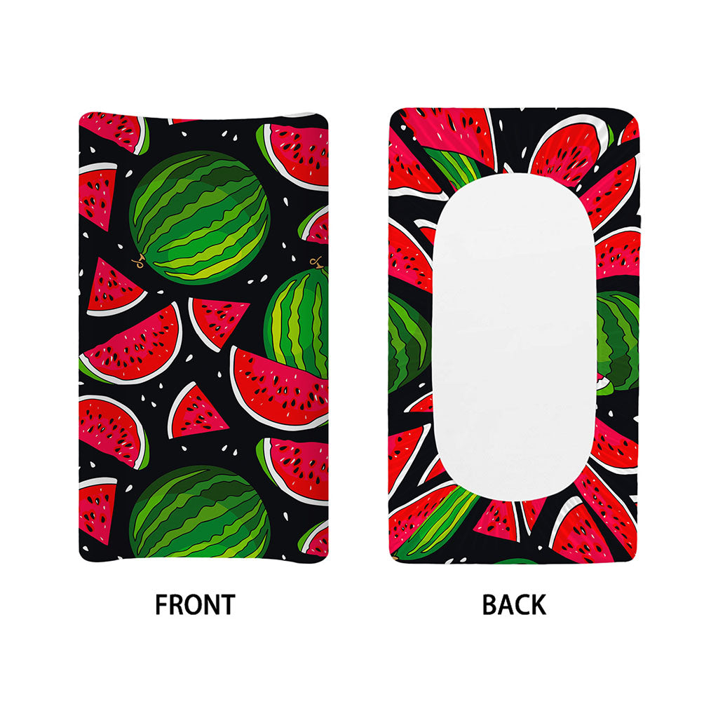 Black Watermelon Pieces Pattern Print Changing Pad Cover