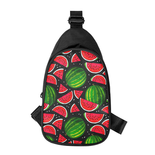 Black Watermelon Pieces Pattern Print Chest Bag