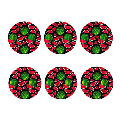 Black Watermelon Pieces Pattern Print Coaster Set