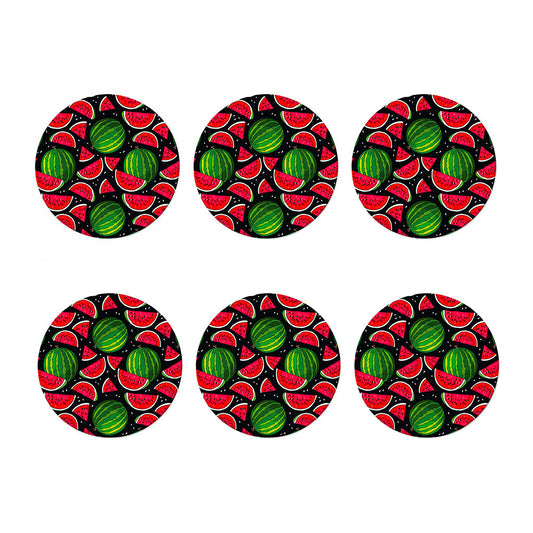 Black Watermelon Pieces Pattern Print Coaster Set