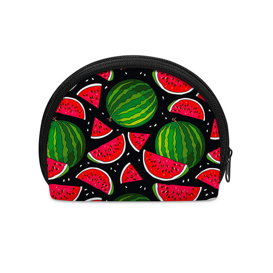 Black Watermelon Pieces Pattern Print Coin Purse