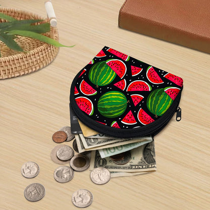 Black Watermelon Pieces Pattern Print Coin Purse