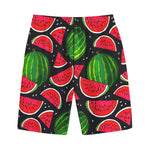 Black Watermelon Pieces Pattern Print Cotton Shorts