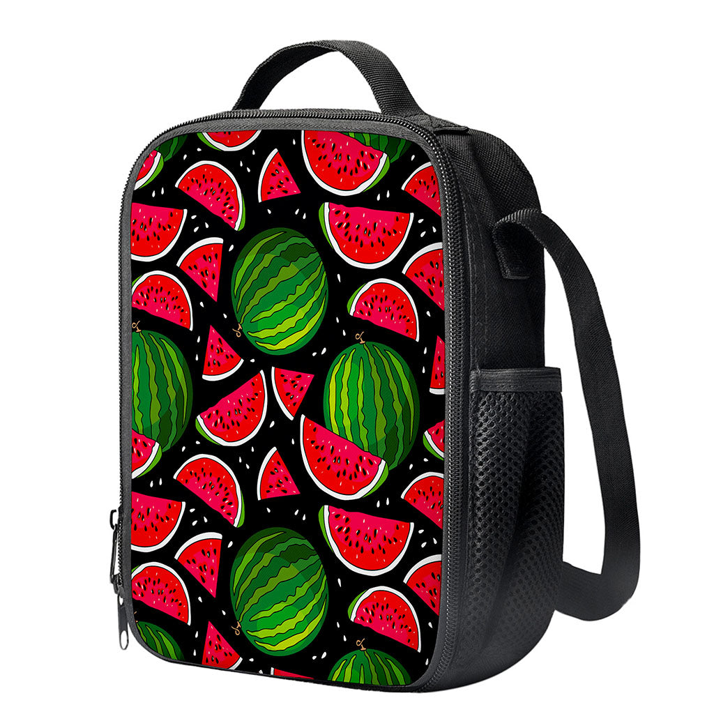 Black Watermelon Pieces Pattern Print Crossbody Lunch Bag