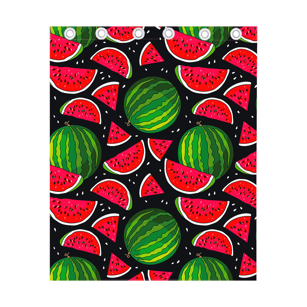 Black Watermelon Pieces Pattern Print Curtain