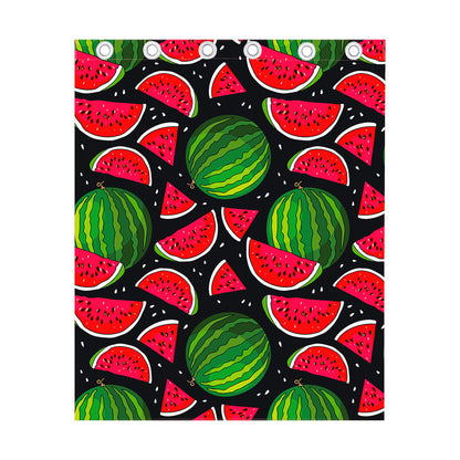 Black Watermelon Pieces Pattern Print Curtain