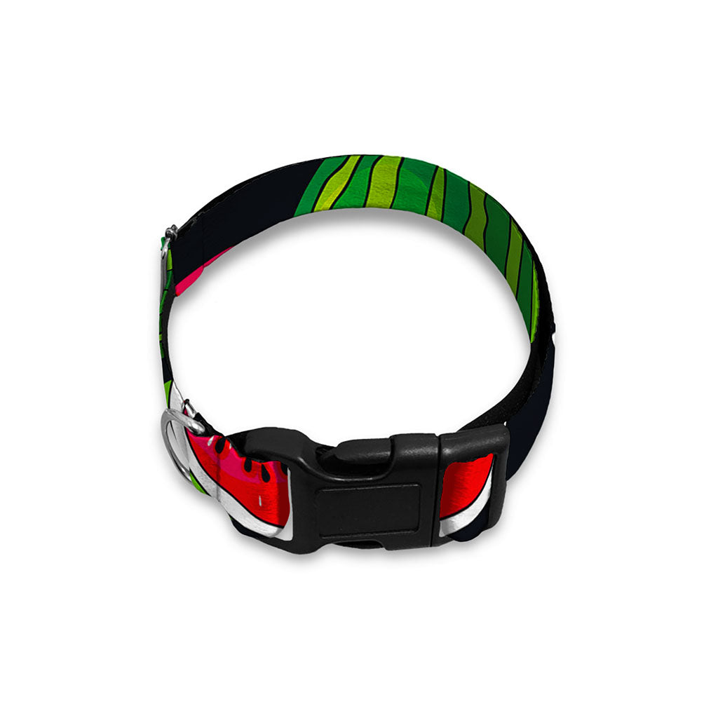Black Watermelon Pieces Pattern Print Dog Collar