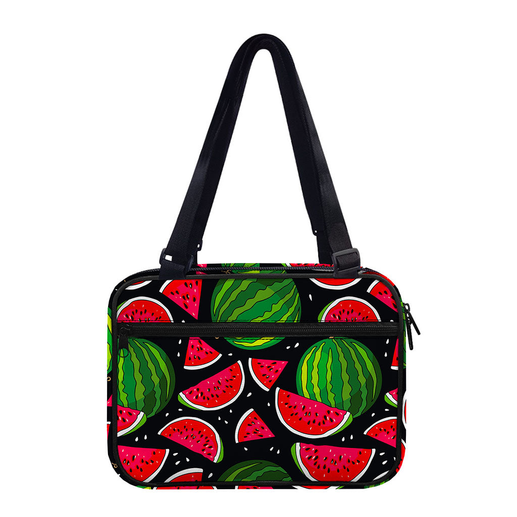 Black Watermelon Pieces Pattern Print Double Strap Bible Bag