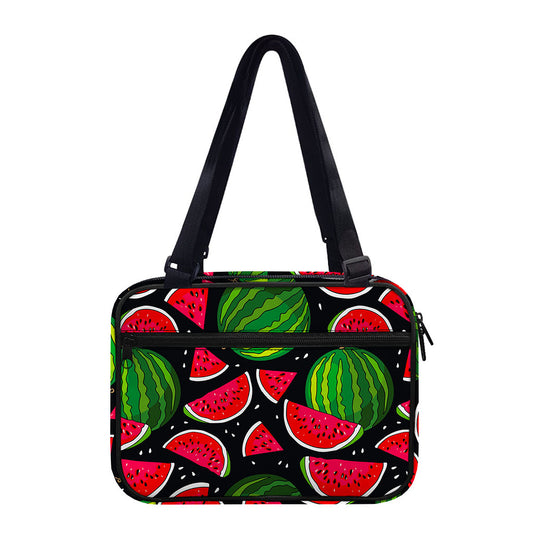 Black Watermelon Pieces Pattern Print Double Strap Bible Bag