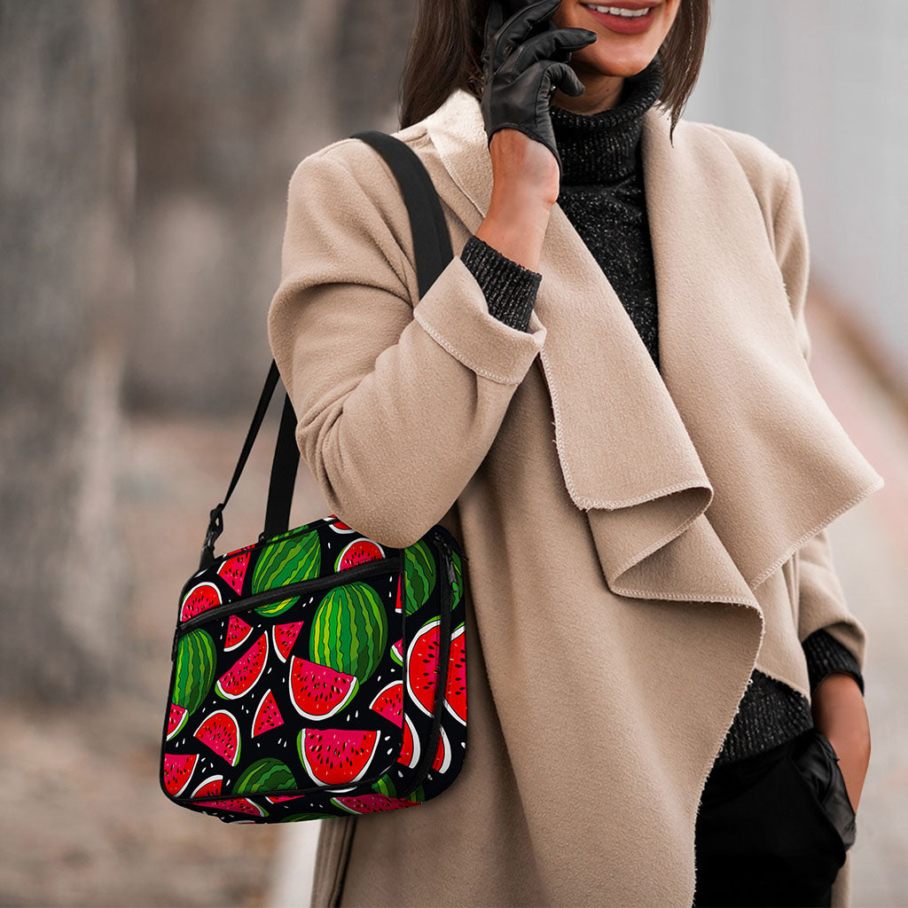 Black Watermelon Pieces Pattern Print Double Strap Bible Bag