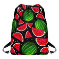 Black Watermelon Pieces Pattern Print Drawstring Backpack