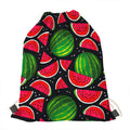 Black Watermelon Pieces Pattern Print Drawstring Bag