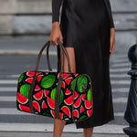 Black Watermelon Pieces Pattern Print Duffle Bag