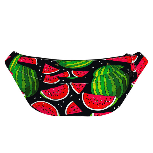 Black Watermelon Pieces Pattern Print Fanny Pack