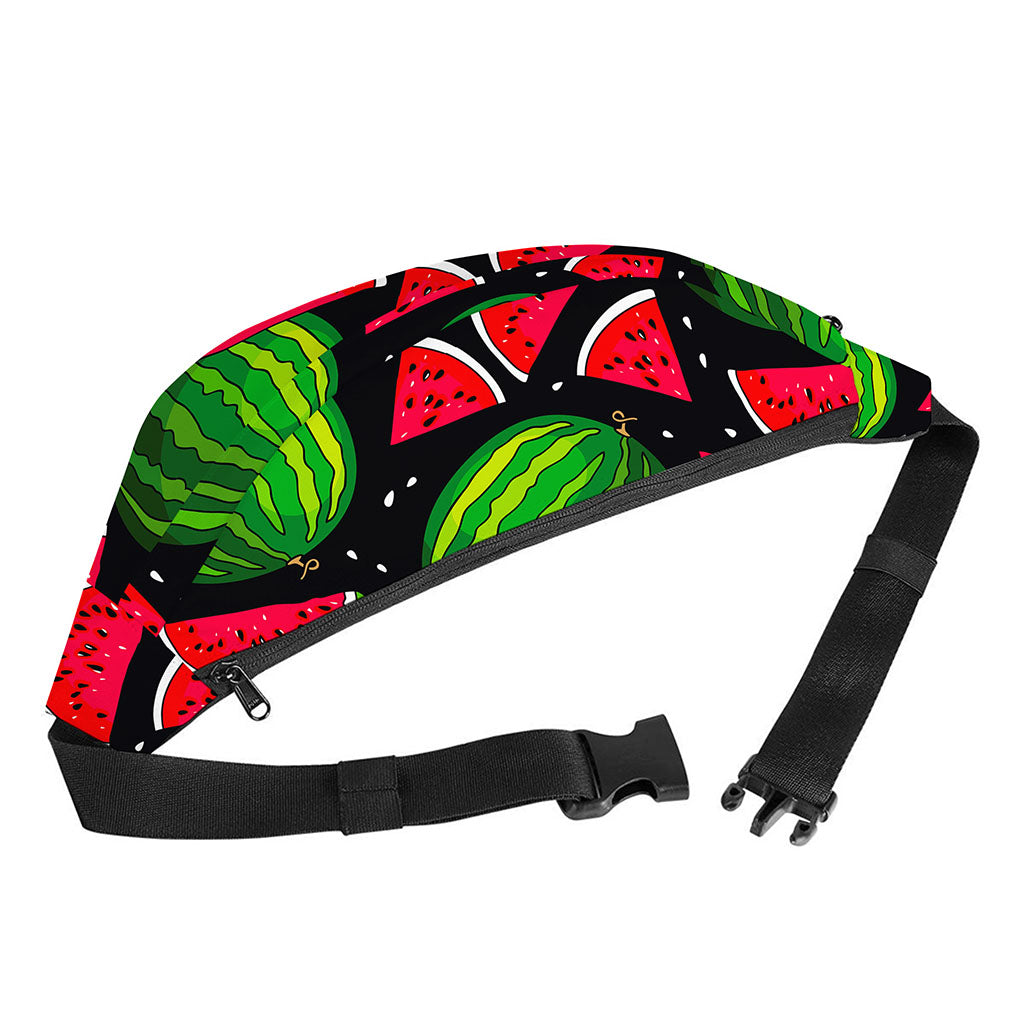 Black Watermelon Pieces Pattern Print Fanny Pack