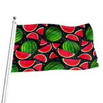 Black Watermelon Pieces Pattern Print Flag