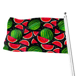 Black Watermelon Pieces Pattern Print Flag