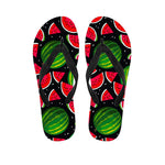 Black Watermelon Pieces Pattern Print Flip Flops