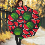Black Watermelon Pieces Pattern Print Foldable Umbrella