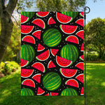 Black Watermelon Pieces Pattern Print Garden Flag