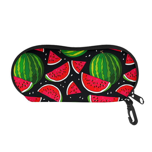 Black Watermelon Pieces Pattern Print Glasses Case