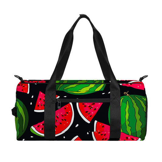Black Watermelon Pieces Pattern Print Gym Bag