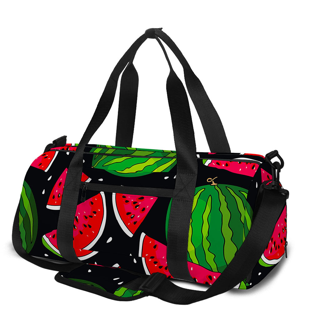 Black Watermelon Pieces Pattern Print Gym Bag