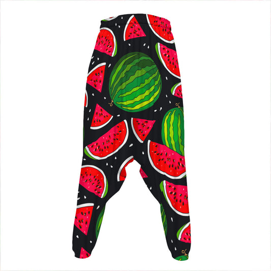 Black Watermelon Pieces Pattern Print Hammer Pants