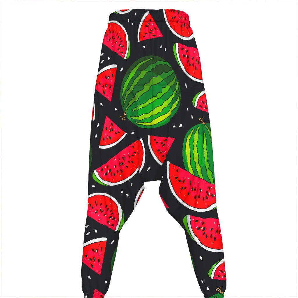 Black Watermelon Pieces Pattern Print Hammer Pants