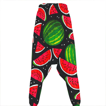 Black Watermelon Pieces Pattern Print Hammer Pants