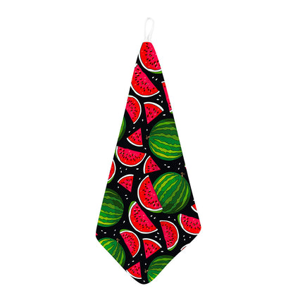 Black Watermelon Pieces Pattern Print Hand Towel