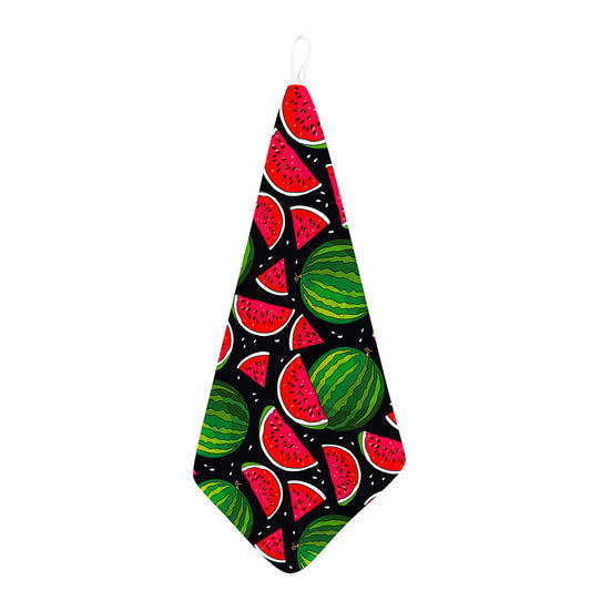 Black Watermelon Pieces Pattern Print Hand Towel