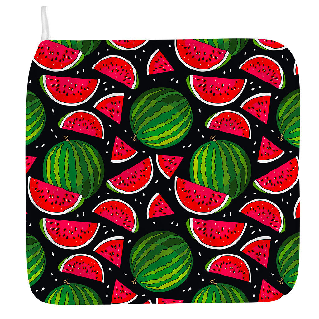 Black Watermelon Pieces Pattern Print Hand Towel